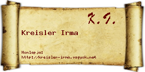 Kreisler Irma névjegykártya